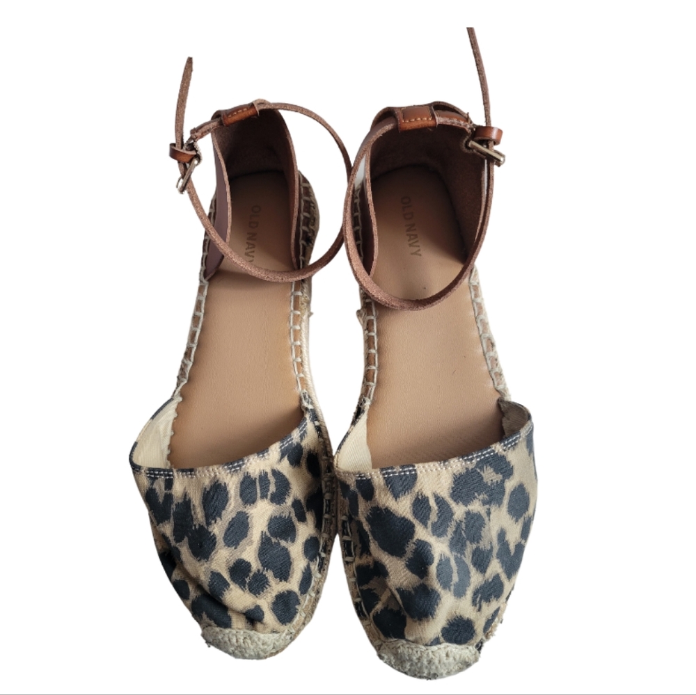 Old Navy Leopard Print Strap Espadrilles